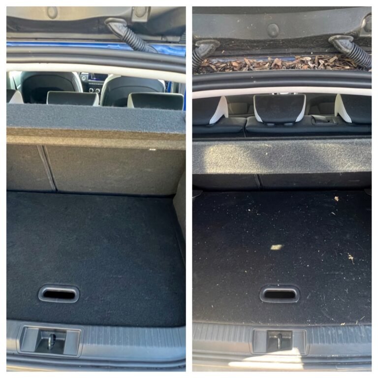 Avant après nettoyage coffre voiture à domicile Lille NaraClean