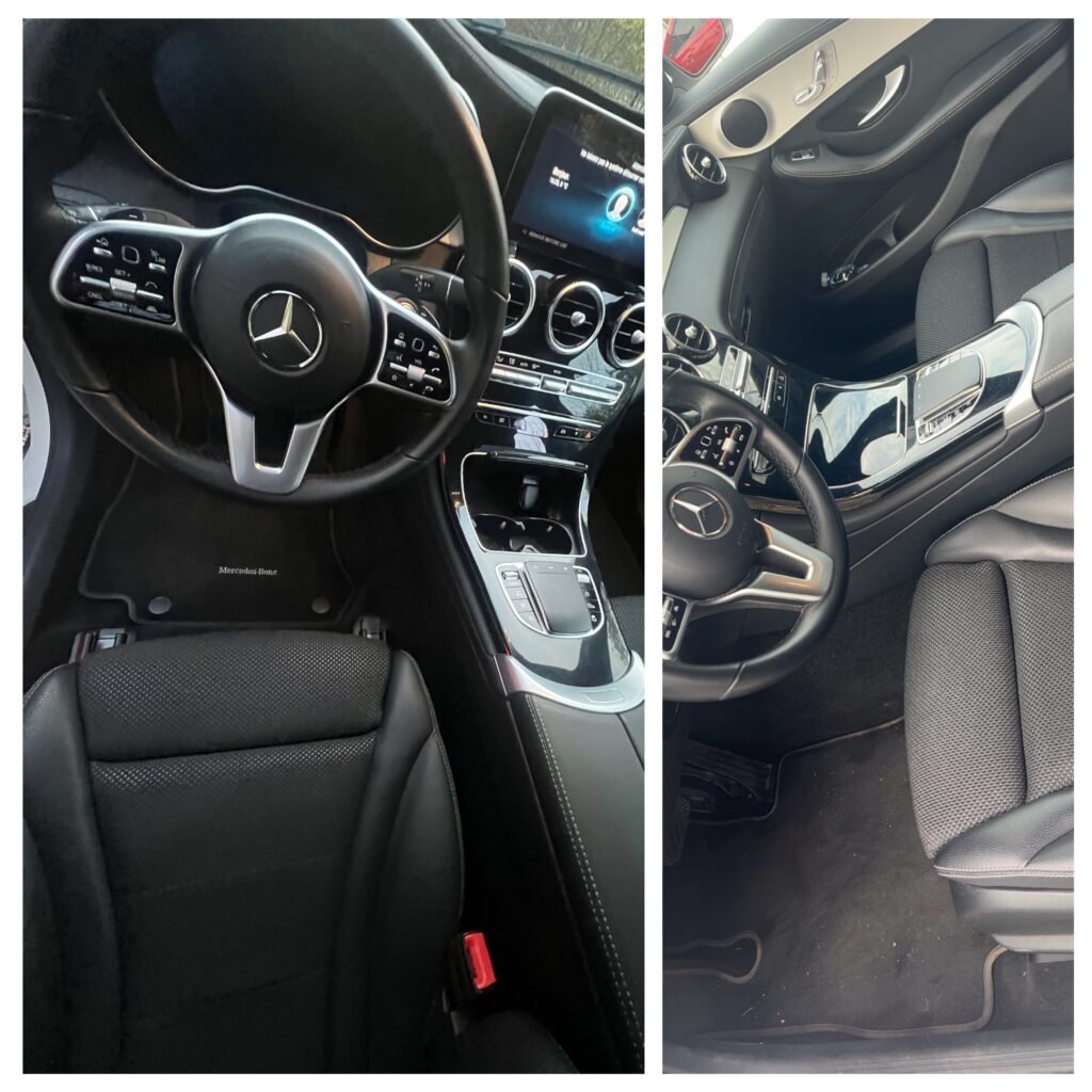 Avant après nettoyage intérieur Mercedes à domicile NaraClean Lille