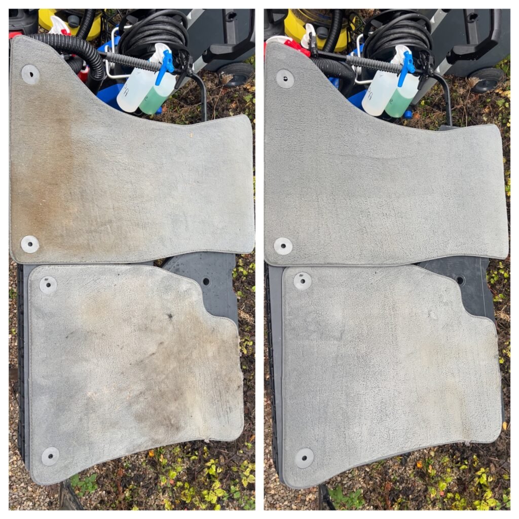Avant après nettoyage tapis gris voiture à domicile NaraClean Lille