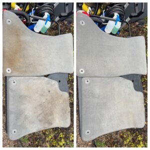 Avant après nettoyage tapis gris voiture à domicile NaraClean Lille